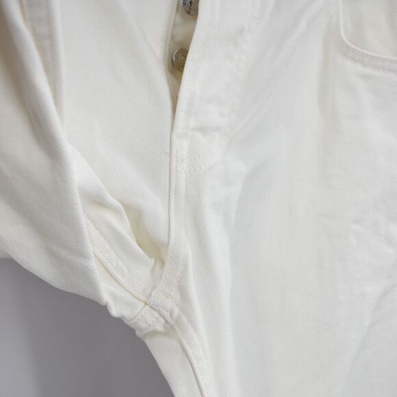 MNG Jeans Nordstrom Mid Rise Button Fly Straight Leg White Denim Jeans Size 2 - Picture 2 of 10